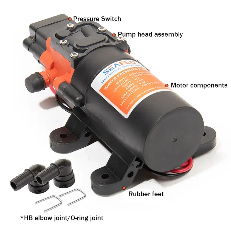 SEAFLO DC 40PSI 12 В морской водяной насос для автофургонов с маленькой диафрагмой