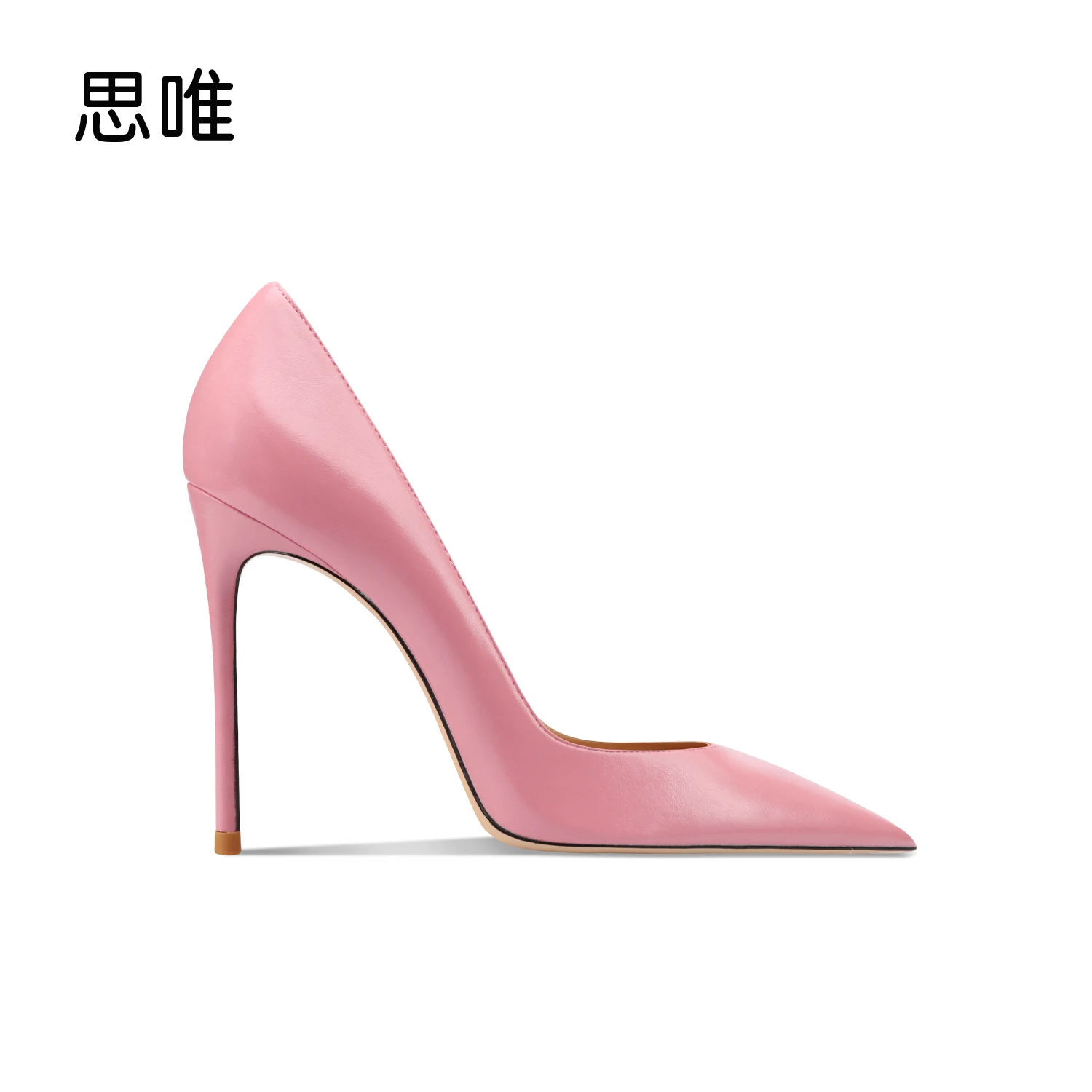 Genuine Leather Women's Shoes Pink Fashion Pointed Toe Ladies High-heeled Shoes Classic Pumps 10cm Stiletto Evening Dress Shoes