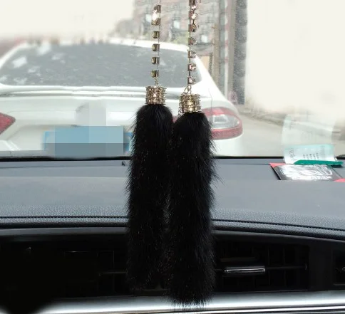 

Подвеска для автомобиля из искусственного меха норки, украшение для салона автомобиля в виде зеркала заднего вида с кристаллами, лиса, подвеска из плюша