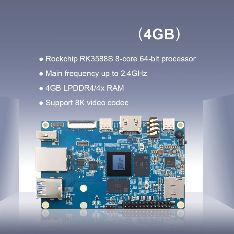 Orange Pi 5 4 RK3588S PCIE Module External WiFi+BT Gigabit Ethernet 5V 4A Power Supply SSD Single Computer Board