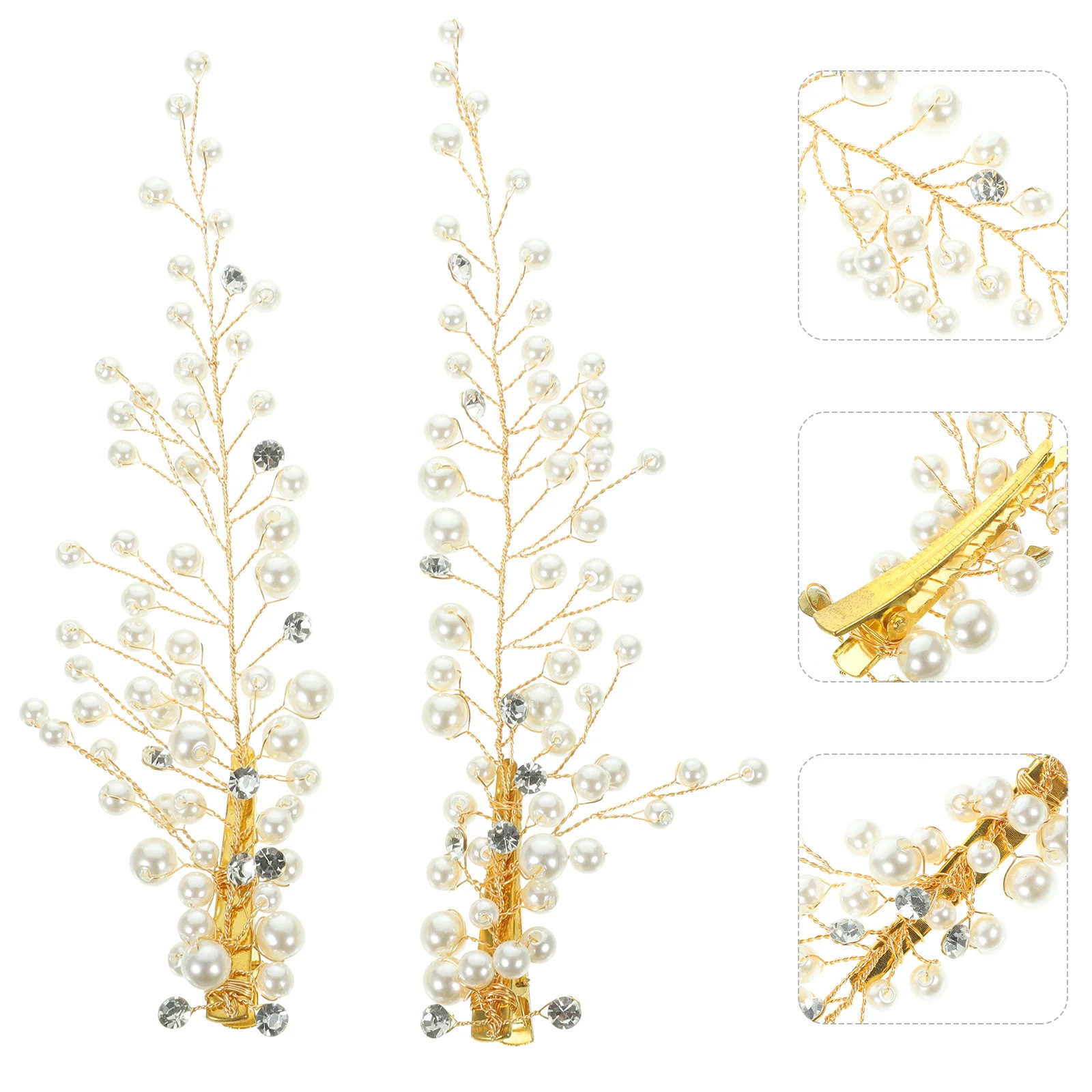 

2pcs Rhinestone Wedding Hair Clips Pearl Headpiece Bridal Accessories for Women Wedding Party