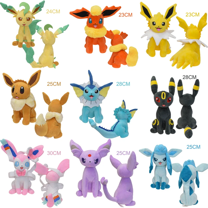 

23~30cm Squat EEVEE Espeon Peluche Umbreon Jolteon Glaceon Vaporeon Flareon Leafeon Sylveon Stuffed Plush Doll Toys