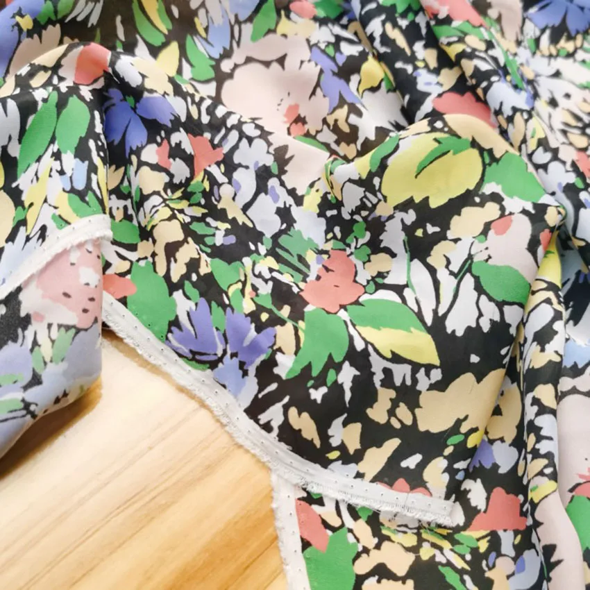 Шелковая ткань высокого качества с принтом для платья, шитье своими руками, 19 Момми, ширина 55 дюймов