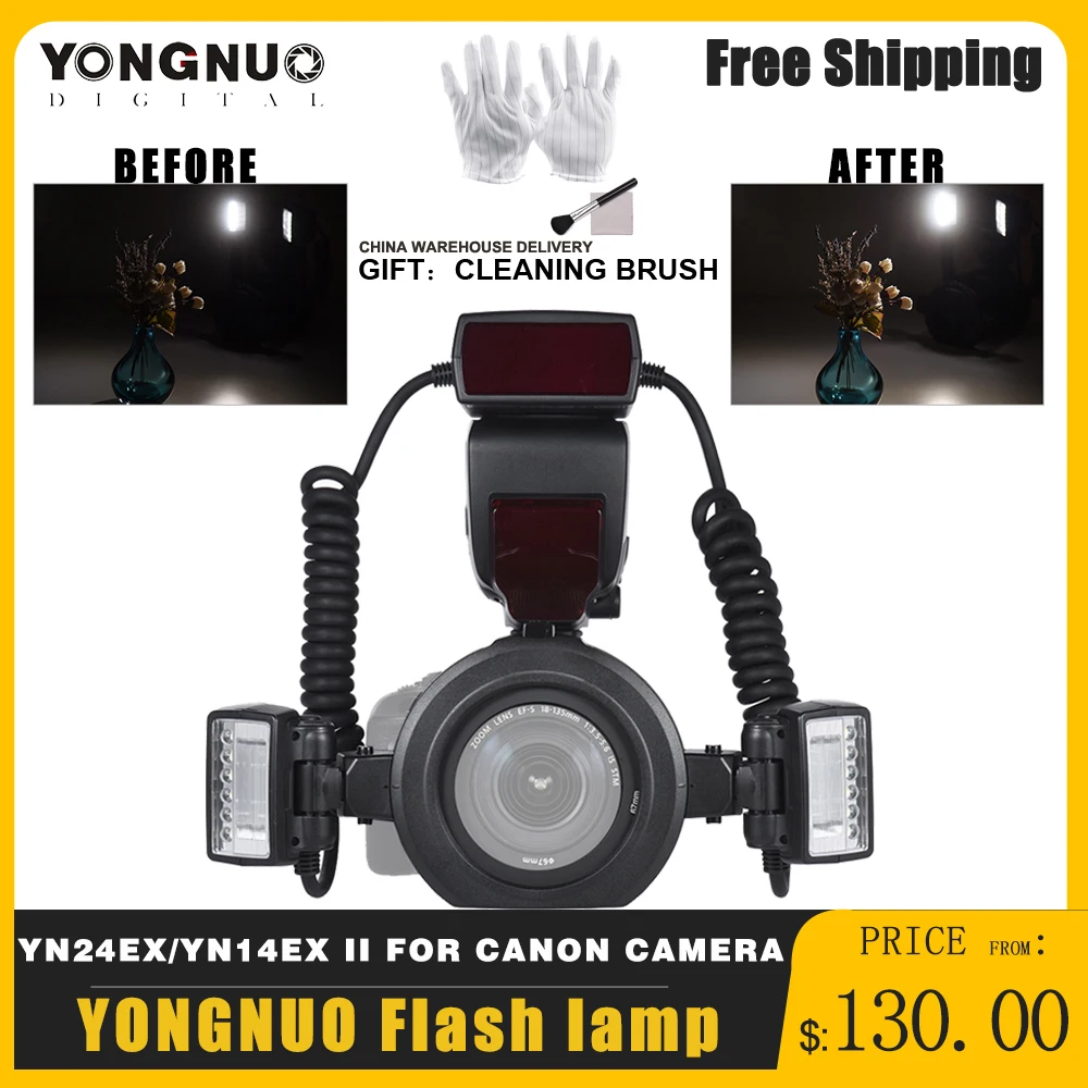 

YONGNUO YN24EX E-TTL Macro Flash Speedlite 5600K for Canon EOS 1Dx 5D3 6D 7D 70D 80D Cameras Speedlite YONGNUO YN14EX II