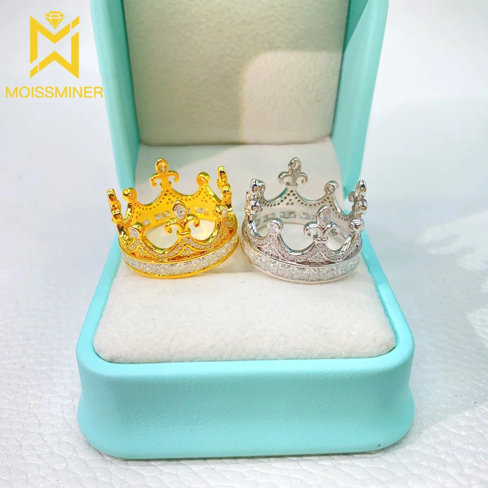 Crown Moissanite Rings For Women S925 Silver Wedding Ring Finger Jewelry Men Pass Tester Free Shipping