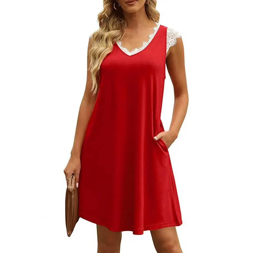 

Womenswear Popular Loose Fit Lady Short Dress Sleeveless Women Dress Tear Resistant for Date