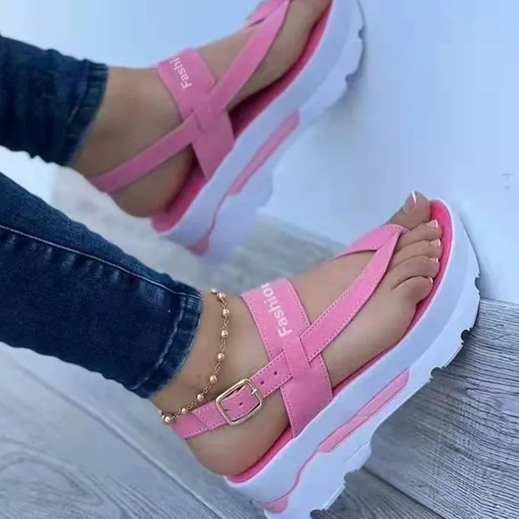 

Women Platform Wedges Buckle Sandals Ladies Summer Roman Sandals Buckle Non-slip Beach Sandals Plus Size 35~43 Sandales Femmes