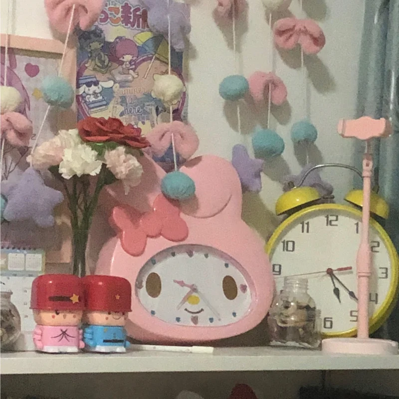 Cartoon Sanrio My Melody Silent Clock Cute Wall Clock Girl Princess Room Decoration Quartz Clock Children Girls Birthday Gifts images - 6