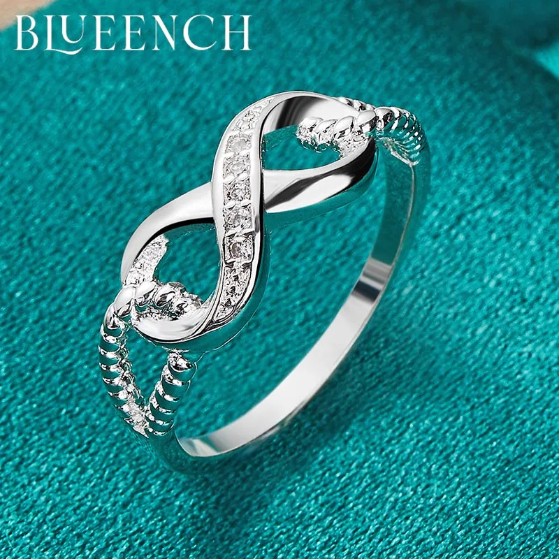 

Blueench 925 Sterling Silver Zircon 8-Character Ring Is Suitable For Women'S Wedding Party Fashion Charm Jewelry