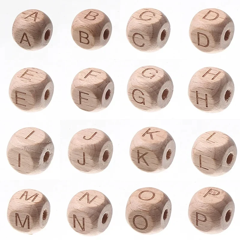 

200pcs12mm Natural Letter Wood Beads Square Beech Alphabet Loose Spacer Beads For Jewelry Making Diy Necklace Bracelet Toy Gift