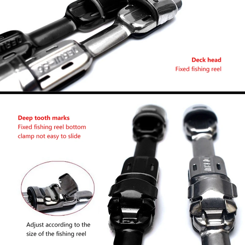 1pcs Sea Rod Raft Hand Rock Fishing Wheel Stainless Steel Clamp Seat Accessories