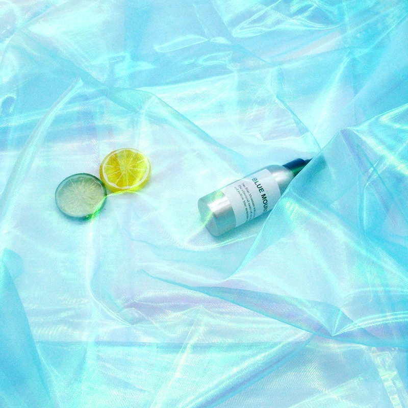 Лазерная Тюлевая ткань органза стеклянная пряжа цветная флуоресцентная