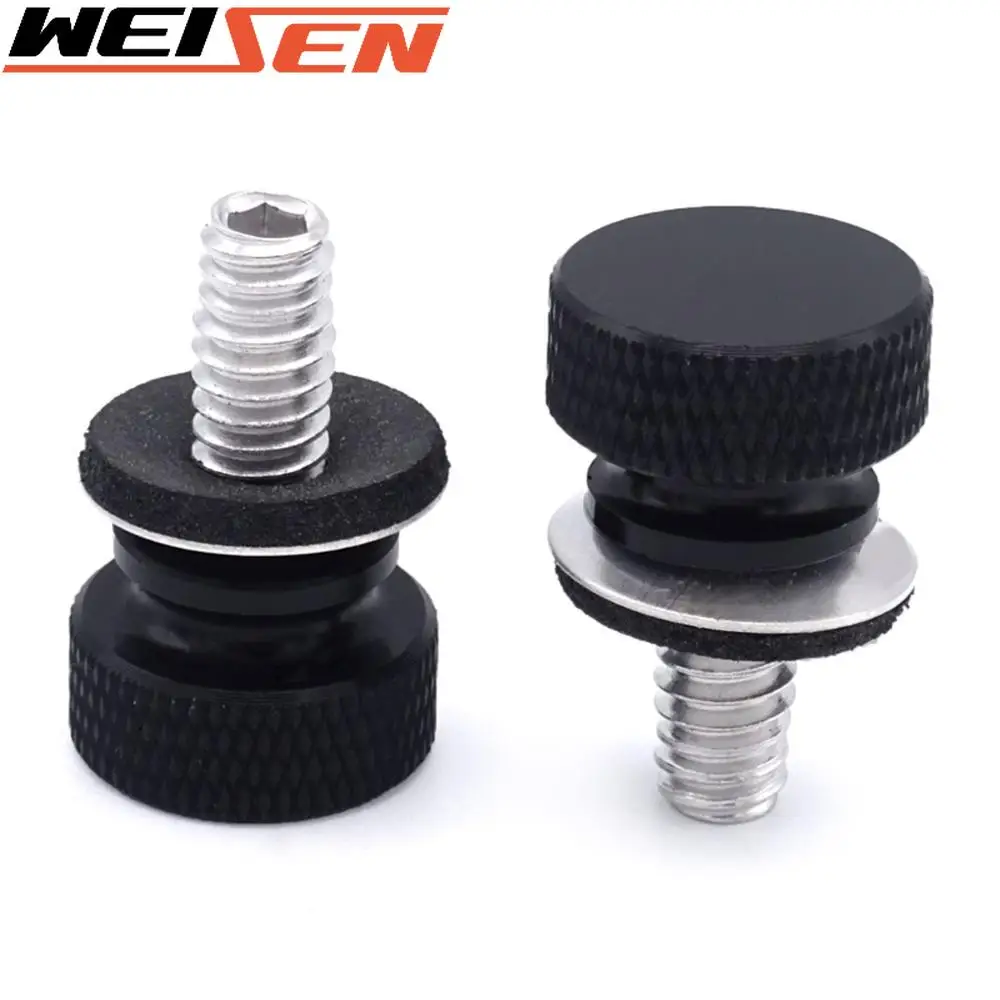 

For 1986-2023 Harley 2 pcs Black Billet Aluminum Hard Anodized 1/4 inches Seat Screw Thumb Bolt Motorcycle Accessories