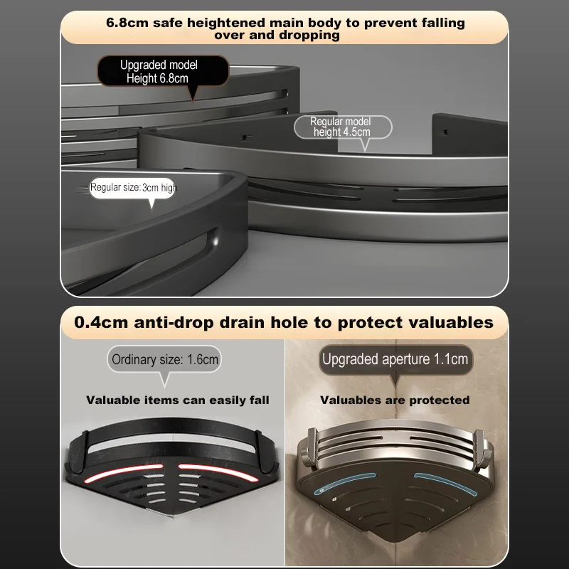 Полки для ванной комнаты из алюминиевого сплава без перфорации утолщенный