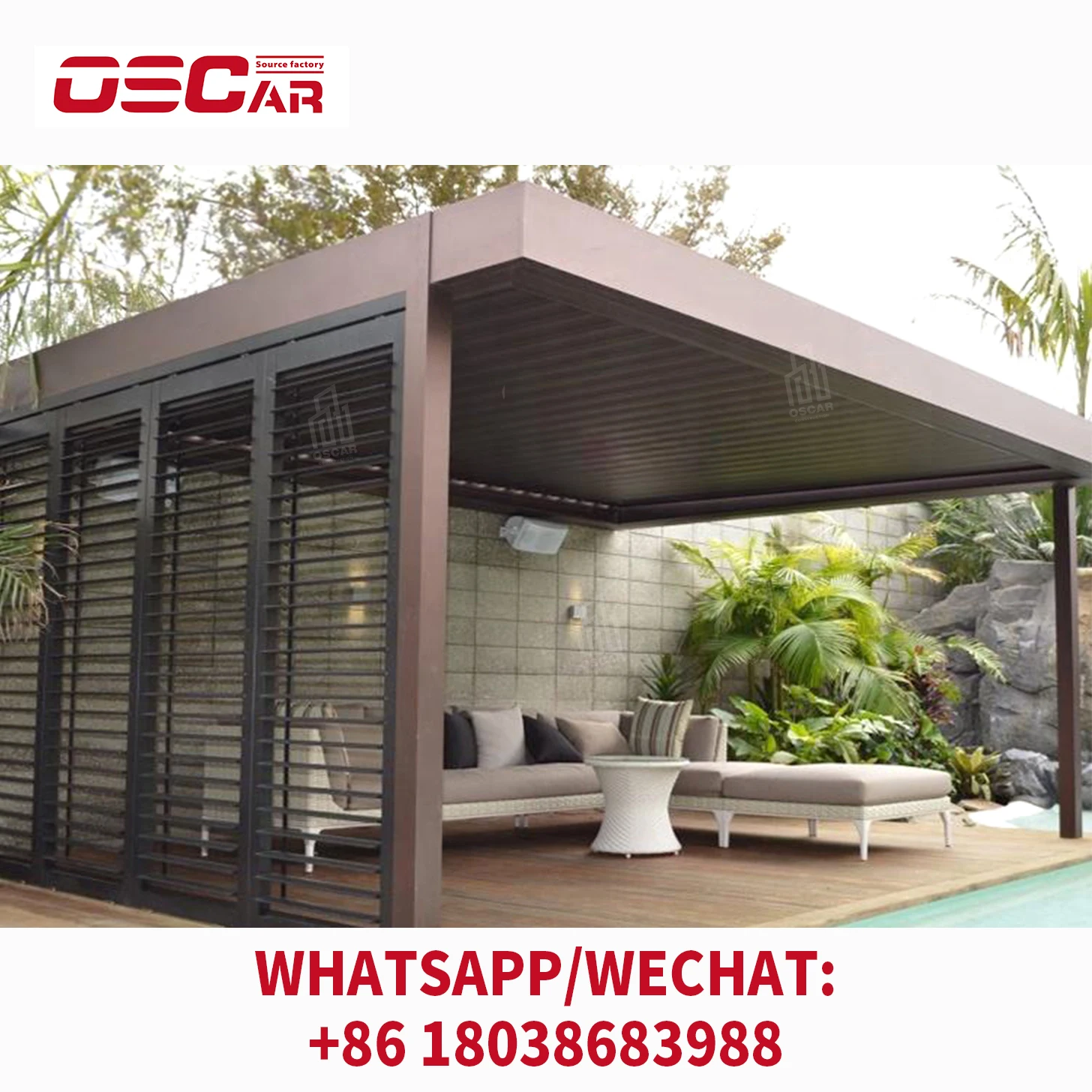 Пергола Bioclimatica Моторизованная альтанка Открытая водонепроницаемая беседка 3X4