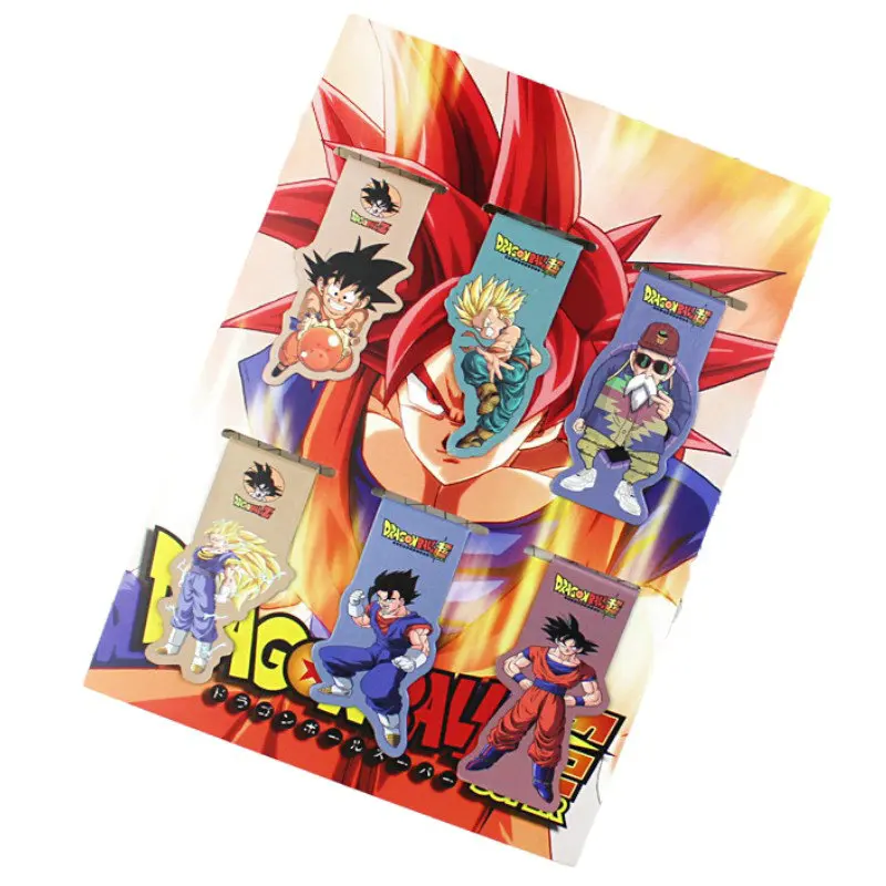 

6pcs GOKU Anime Magnetic Bookmark Cartoon Magnet Bookmark Child Student Kawaii Gift Bookmarks Office Stationery