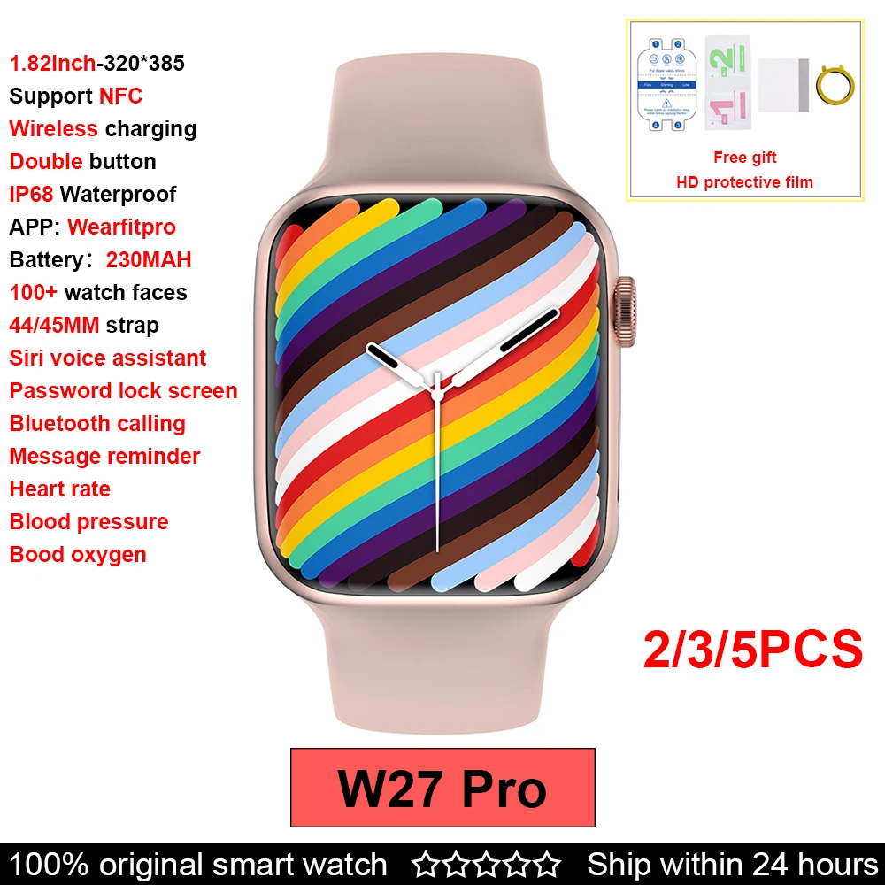 IWO-reloj inteligente W27 Pro para hombre y mujer, smartwatch con pantalla táctil de 1,81 pulgadas, Bluetooth, llamadas, deportes, Fitness, 45mm, para Android, IOS, Iphone + caja, novedad