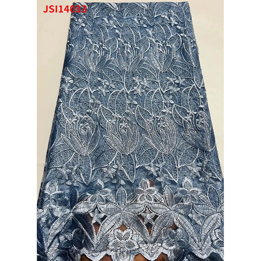 

Shining French Mesh embroidery and drilling Wedding Cloth High End Nigerian Tulle Net Lace Fabric Party Dress JSI14033