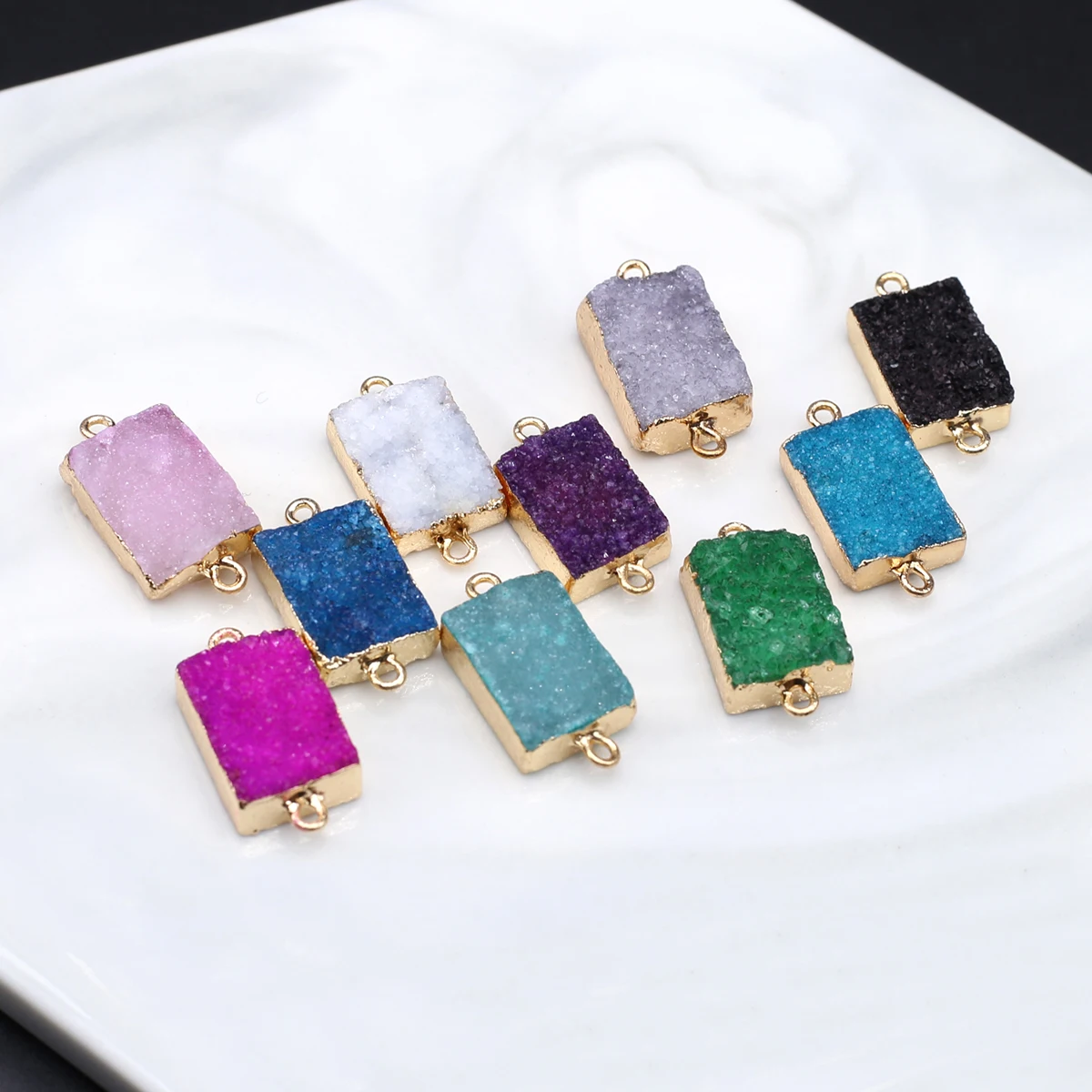 

7PCS Wholesale Natural Stone Pendant Jewelry Making DIY Necklace Earrings Bracelet Accessories Charm Gift for Women 13x25mm