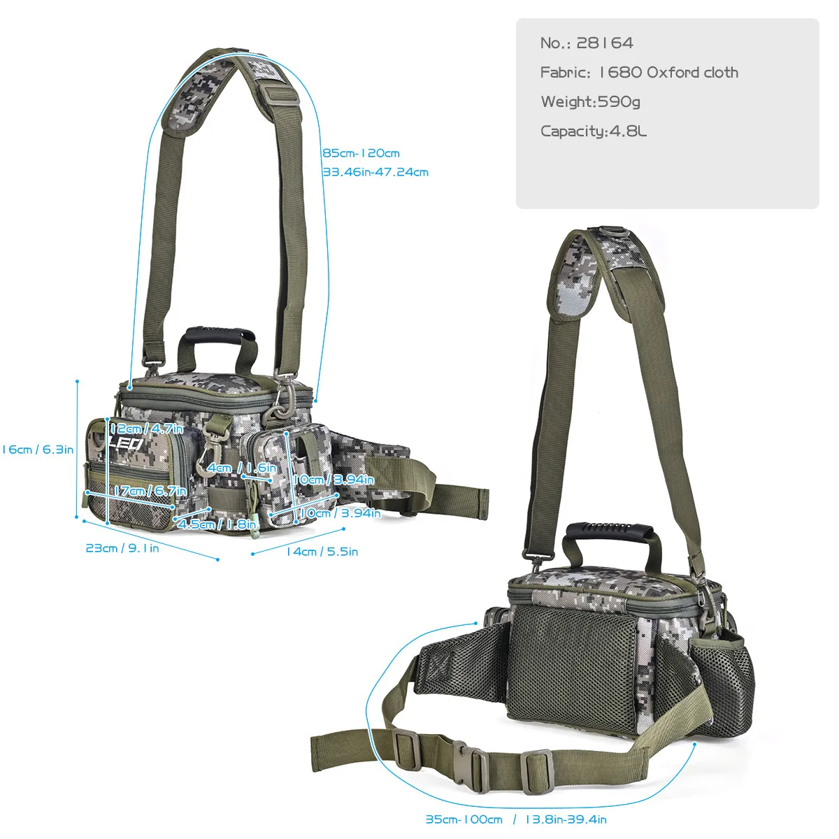 4.8L Outdoor Fishing Bags 1680 Oxford Cloth Multi Functional Anti Splash Fishing Bag Storage enlarge