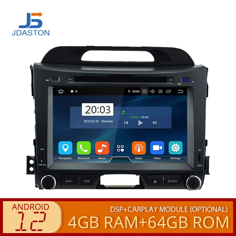 JDASTON Android 12 Car DVD Player For KIA Sportage 3 2010-2012 2013 2014 2015 Multimedia GPS Navigation 2 Din Car Radio Stereo