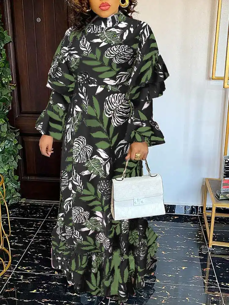 

2022 богемное винтажное осеннее женское свободное праздничное платье VONDA, Повседневное Платье макси с длинным рукавом и цветочным принтом