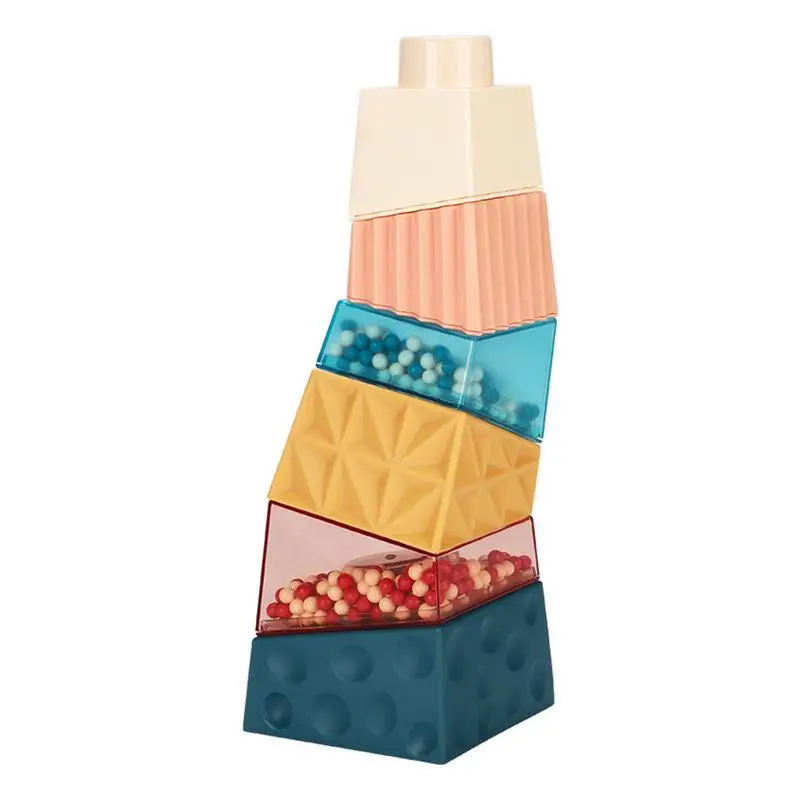 

Silicone Blocks Colorful Stacking Sensory Toy Built-in Ball Musical Large And Small Blocks Montessori Preschool Learning Toys