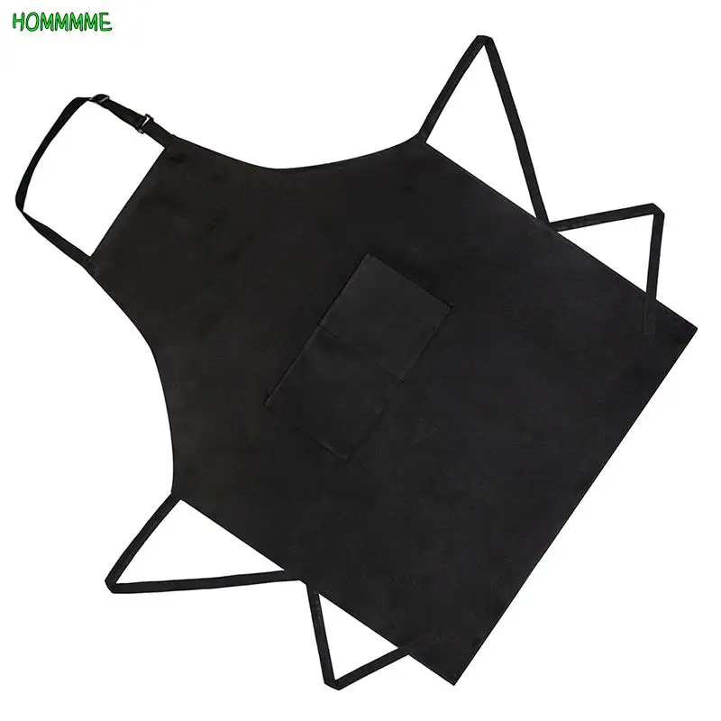 1 Pc Men Lady Woman Black Apron Home Kitchen Chef Aprons Restaurant Cooking Baking Dress Apron With Pockets Kitchen Apron images - 6