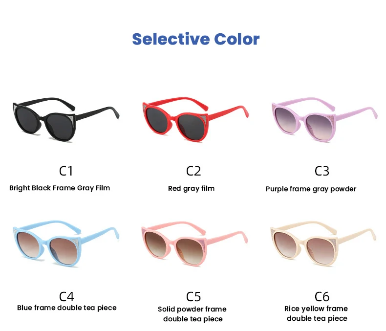 Детские солнцезащитные очки Elbru в круглой оправе с кошачьими ушками новый стиль