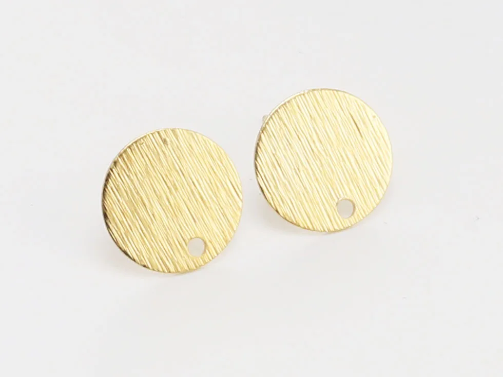 Латунные серьги-гвоздики 12 мм круглые текстурированные серьги позолоченные