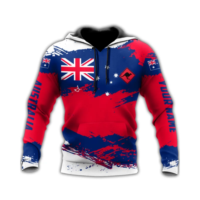 Australia Flag Graphic Sweatshirts Fashion National Emblem Pullovers Funny Kangaroo 3D Printed Hoodies For Men Casual
