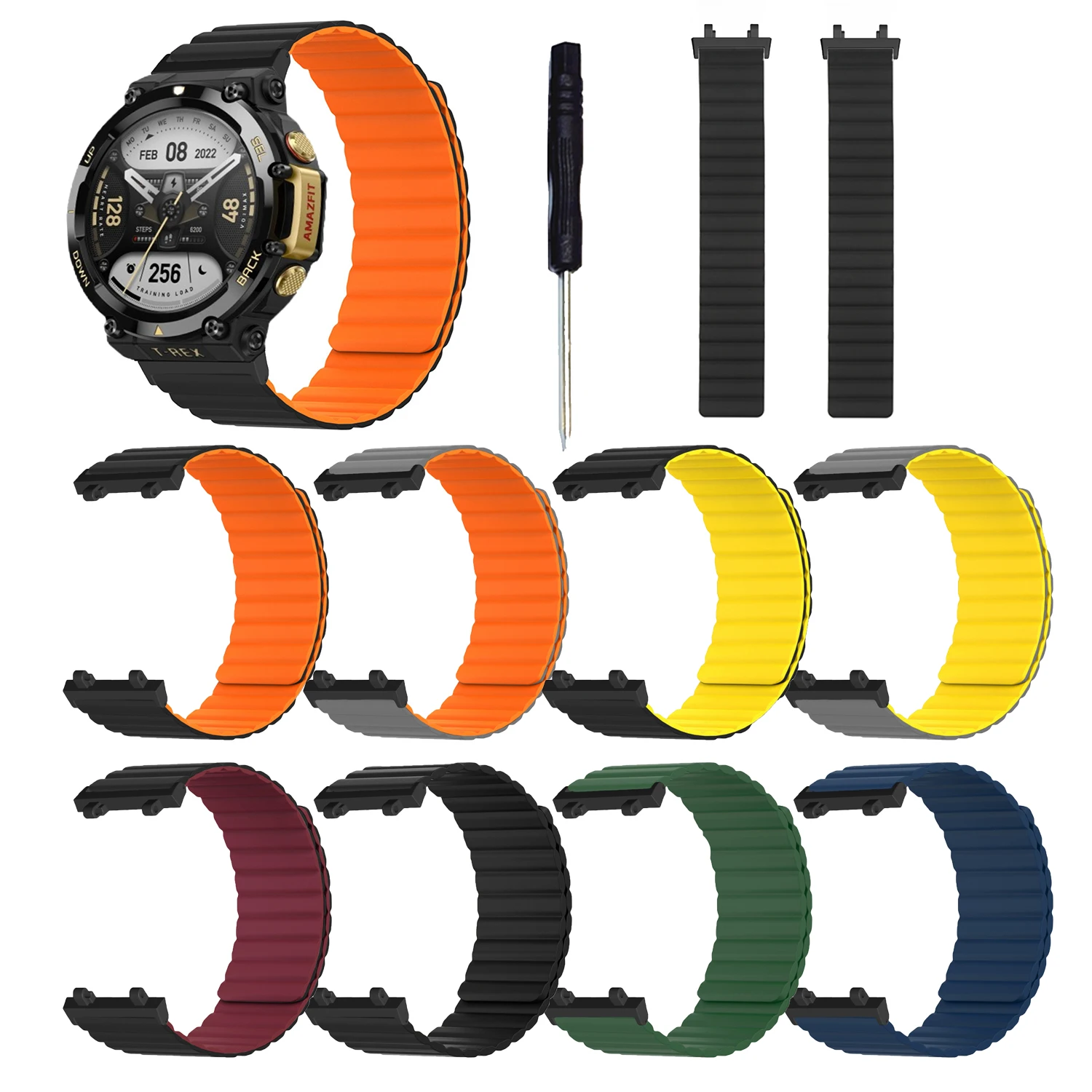 

Magnetic Silicone Strap For Huami Amazfit T-Rex 2 Smart Watch Band Replaceable Wrist Belt For Xiaomi Amazfit T Rex TRex 2 Correa