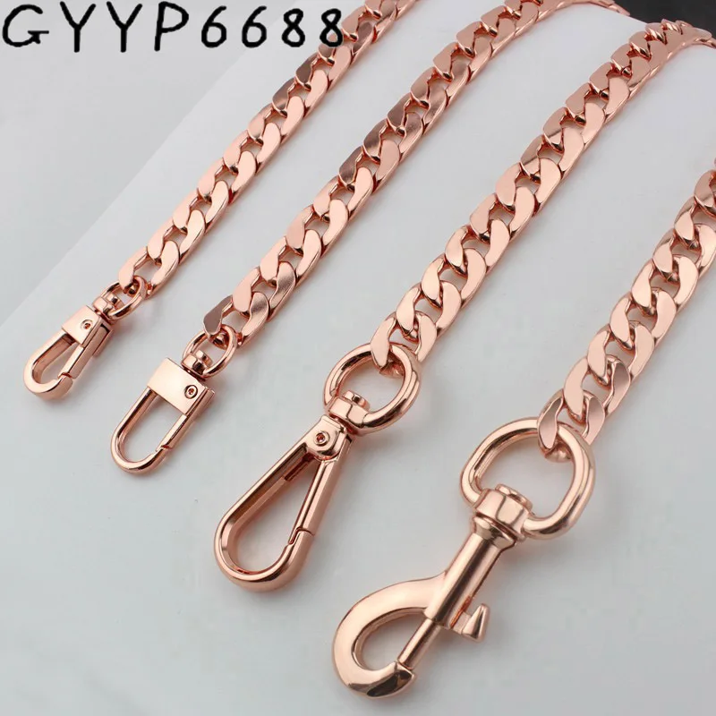Width 10mm Rose gold chain bags purses strap accessory factory quality plating cover wholesale Flat chain