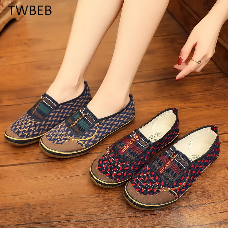 

Туфли женские на нескользящей подошве, мягкая Нескользящая ткань, обувь для прогулок, для женщин среднего и пожилого возраста, весна-осень