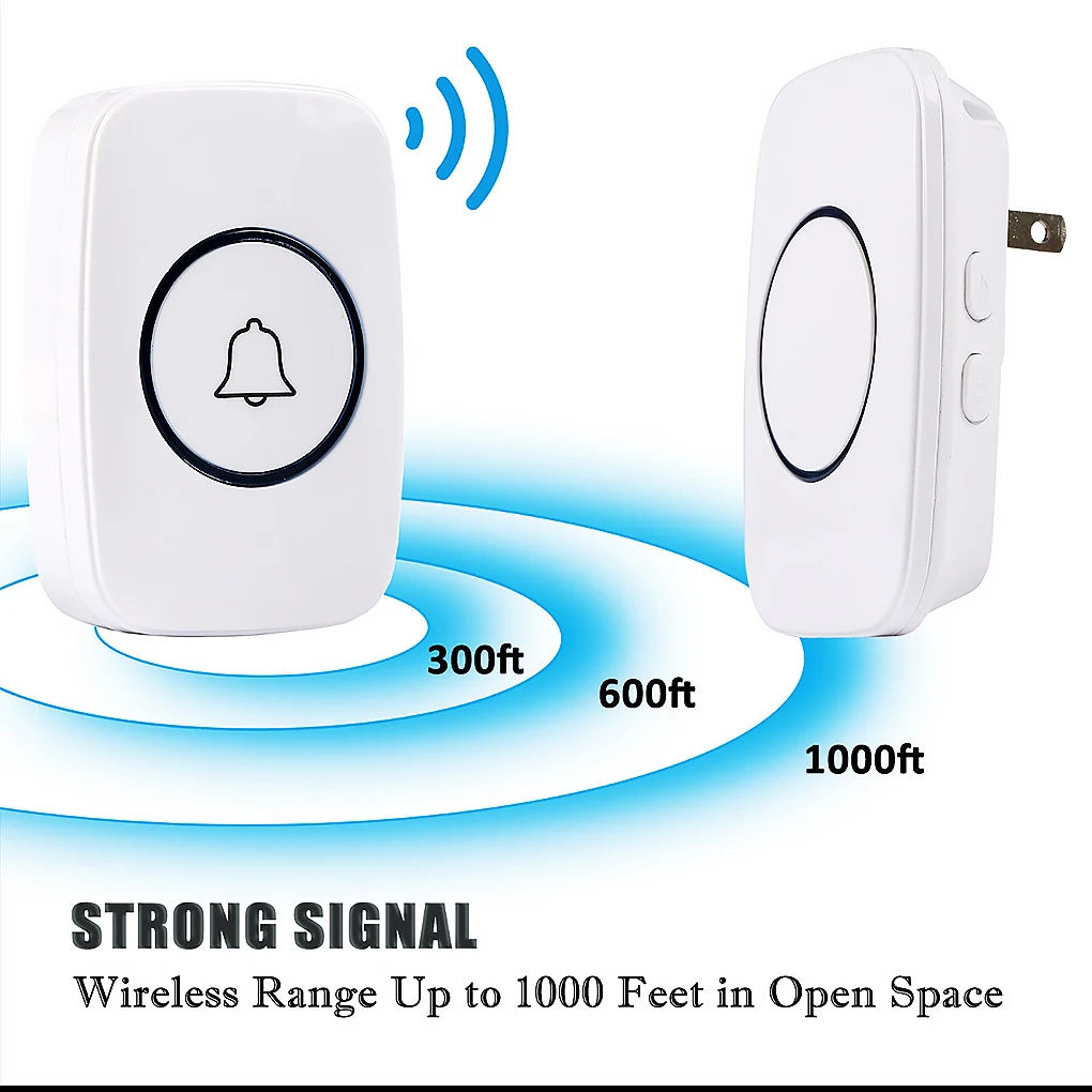 

Smart Doorbell IP44 Waterproof Wireless Door Bell with 2pcs Receiver and 1pc Transmitter US