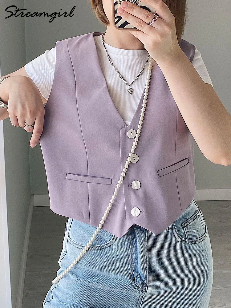 Женский короткий жилет Streamgirl розовый офисный укороченный без рукавов лето-осень