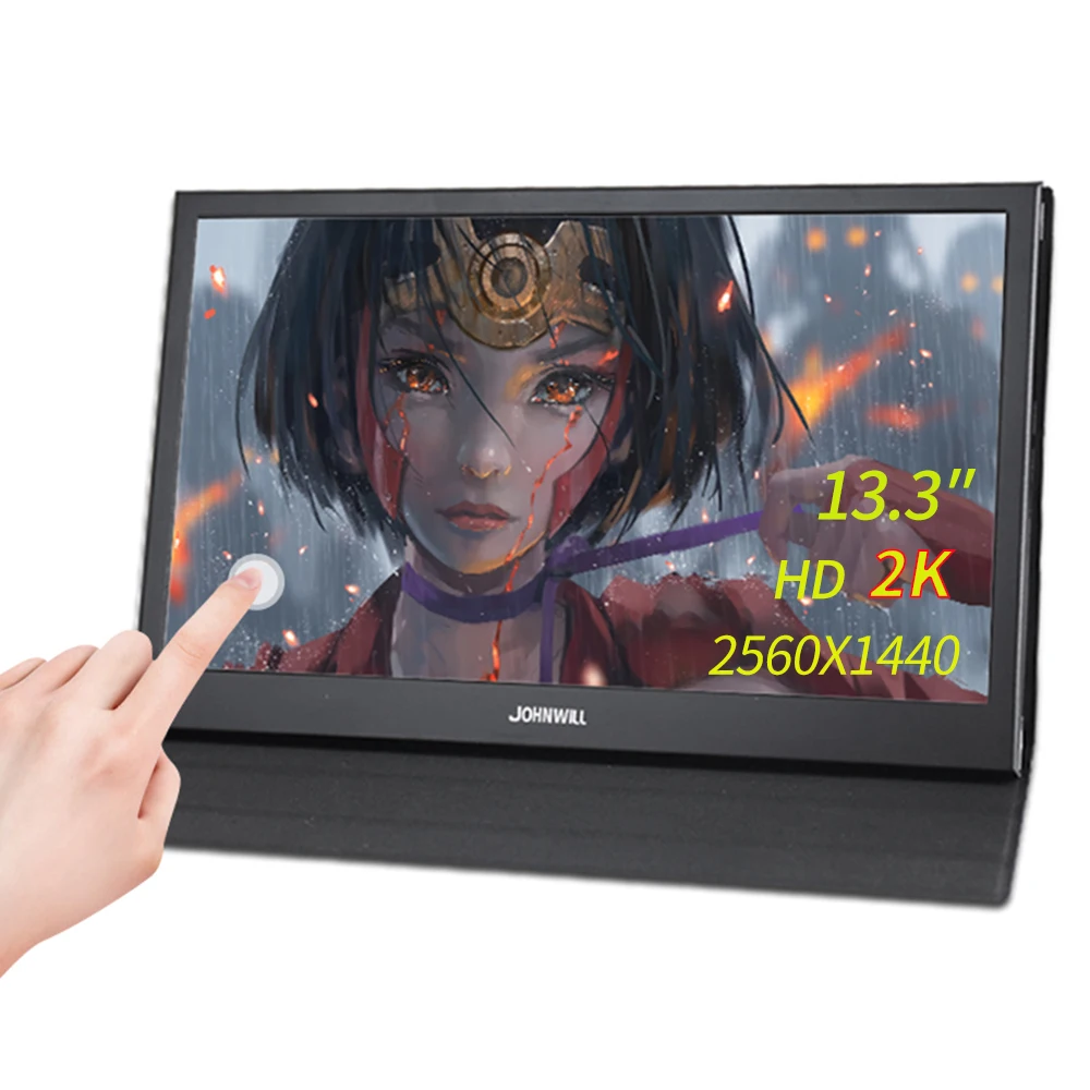 

2K IPS Portable monitor 13.3 inch 1080P HD touch Screen lcd monitor hdmi gaming monitor for Raspberry Pi PS4 Xbox360 switch