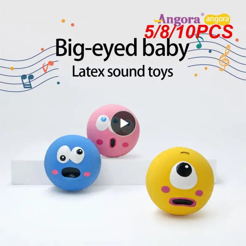 

5/8/10PCS Puppy Sound Toy Interactive Environmental Protection Dog Items Stress Relief Cartoon Big Eye Ball Dog Stuff