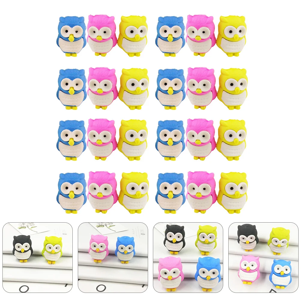 

30 Pcs Animal Eraser Creative Erasers Trendy Erasing Tools Fine Owl Shape Toys Unique Stationery Child