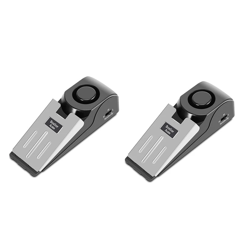 

2PCS Travel Door Stopper Alarm Portable 120Db Security Floor Door Stops Adjustable Sensitivity For Home Dormitory