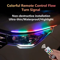 12v 45cm 60cm led rgb running lights with yellow turn signals bendable ultra thin unplugged paste car decoration light 2x