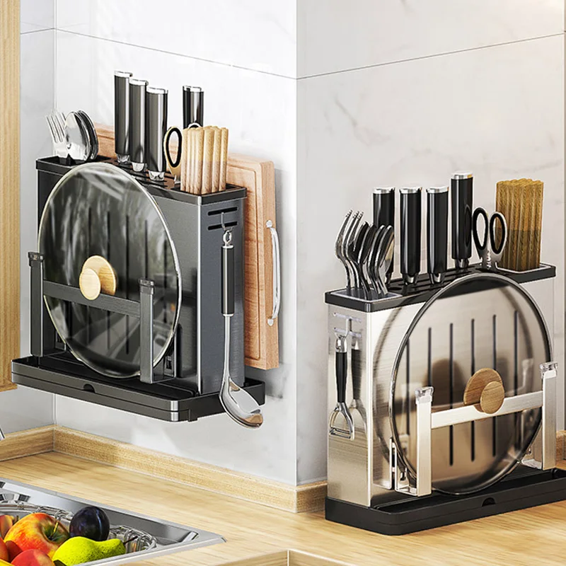 

Disinfection Kitchen Knife Rack Shelf Cutting Board Rack Stainless Steel Multifunctional Disinfection Kitchen Storage Shelf