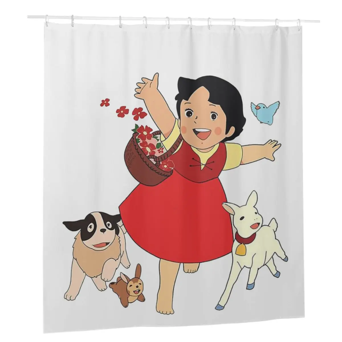 

Amine Cute Girl Bath Shower Curtains Alps No Shoujo Heidi Bathing Cover Curtains with Hook set