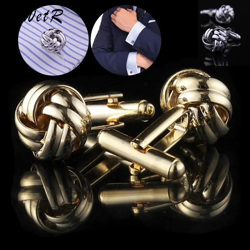 

New Classic Gold Silver Color Men's Cufflinks Metal Twist Shape Cuff Links For Men Suit Shirt Daily Wear Accessories