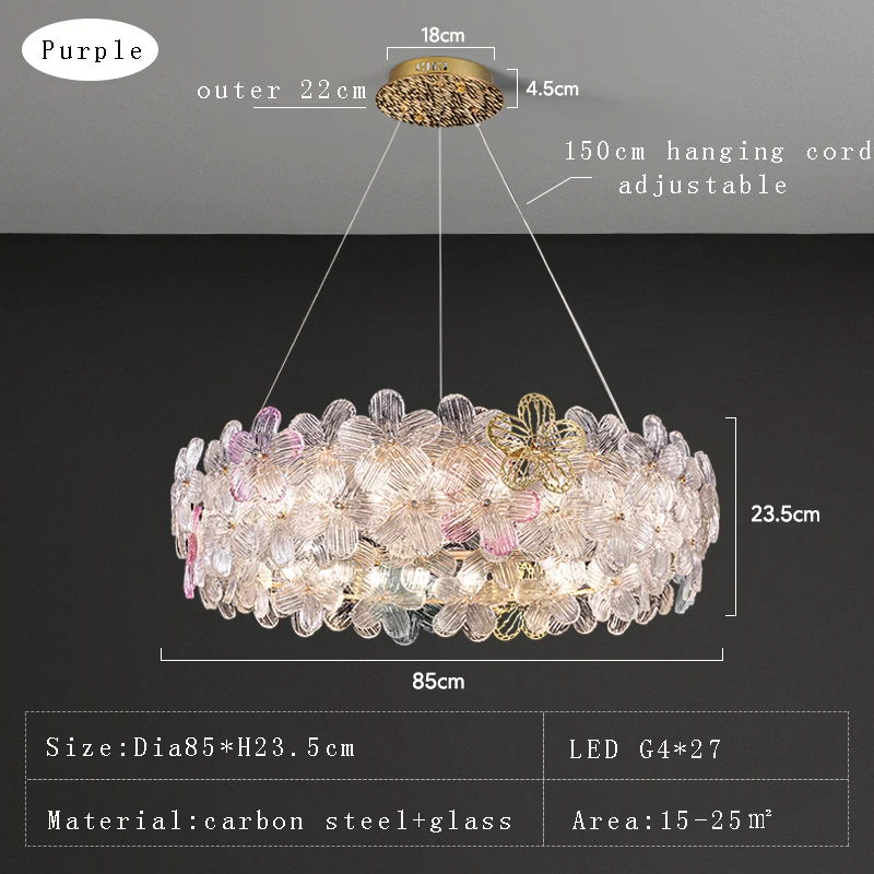 

Пятилистная цветная глазурованная стеклянная потолочная Подвесная лампа, современные украшения для дома, лампы для комнаты, синее Фиолетовое Стекло, светодиодное подвесное освещение