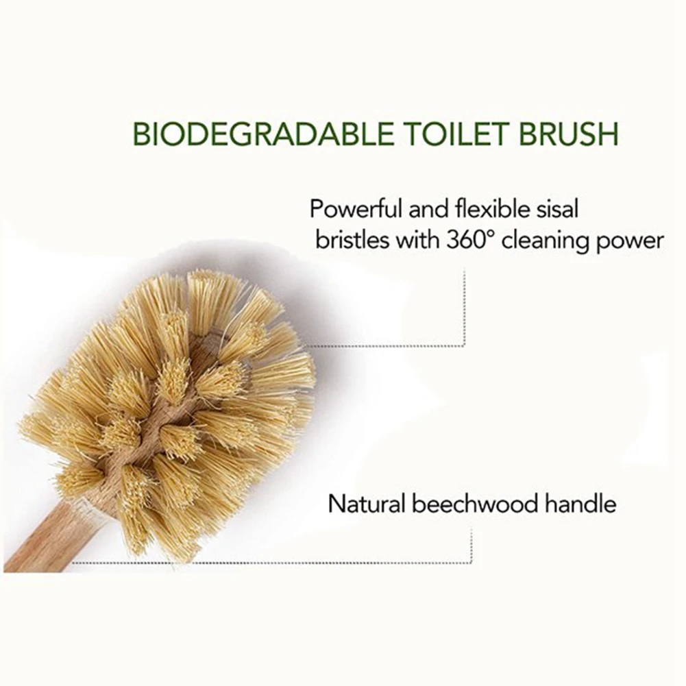 

Toilet Brush, Wood Toilet Brush Made of Beechwood, Strong Jute Bristles with 360° Cleaning Power