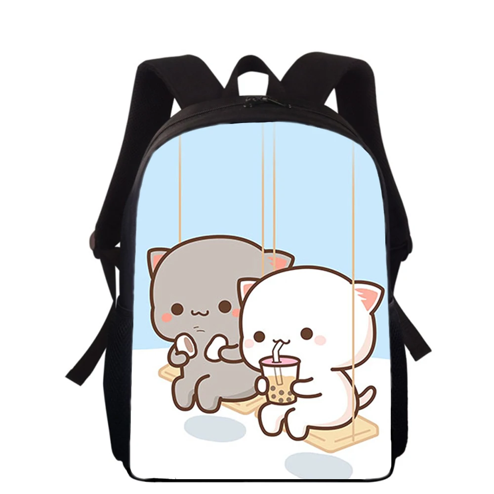 Peach Cat Cartoon cute 15” 3D Print Kids Backpack Primary School Bags for Boys Girls Back Pack Students School Book Bags