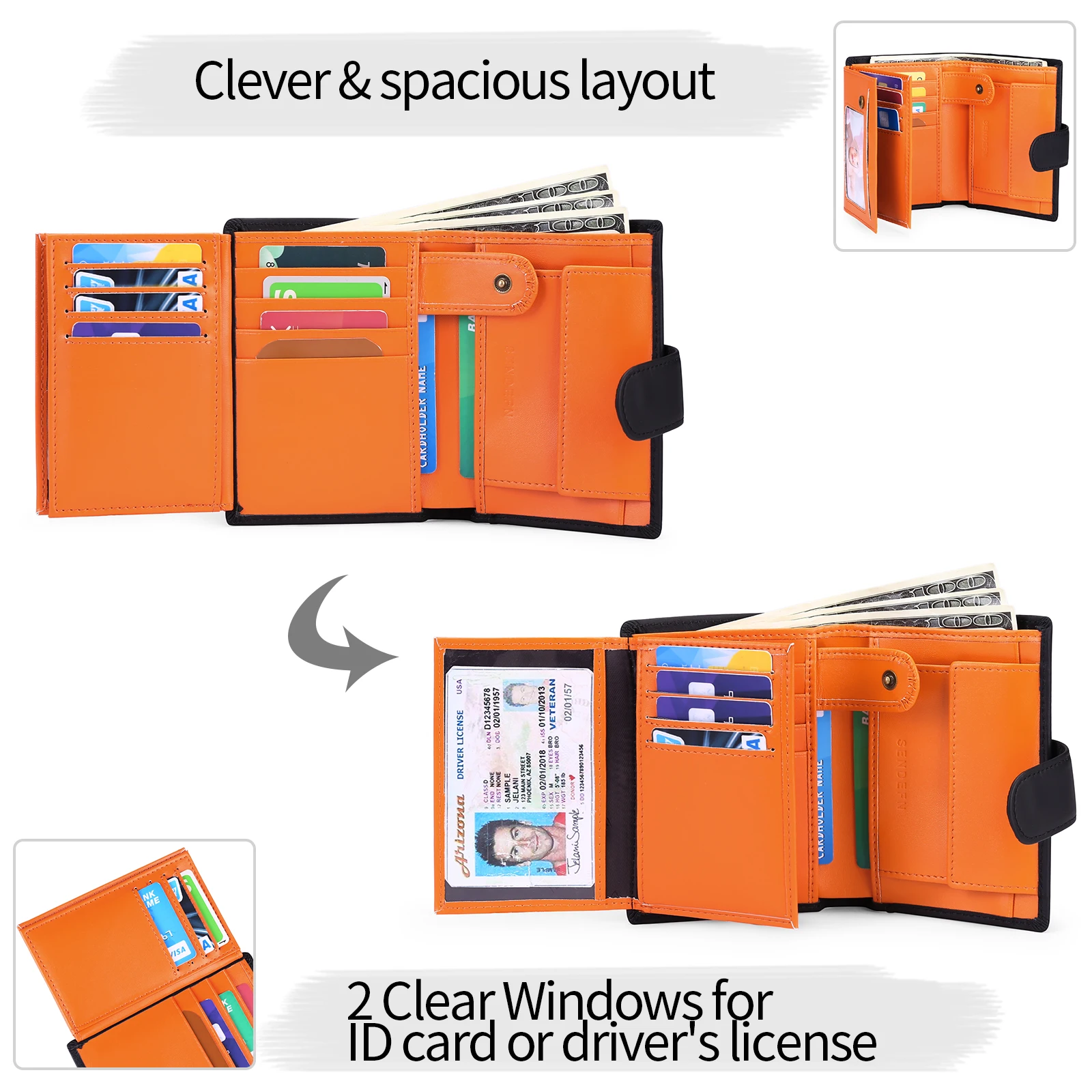 2023 Fashion Men's Coin Purse Wallet RFID Blocking Man Leather Wallet Zipper Business Card Holder ID Money Bag Male Wallet