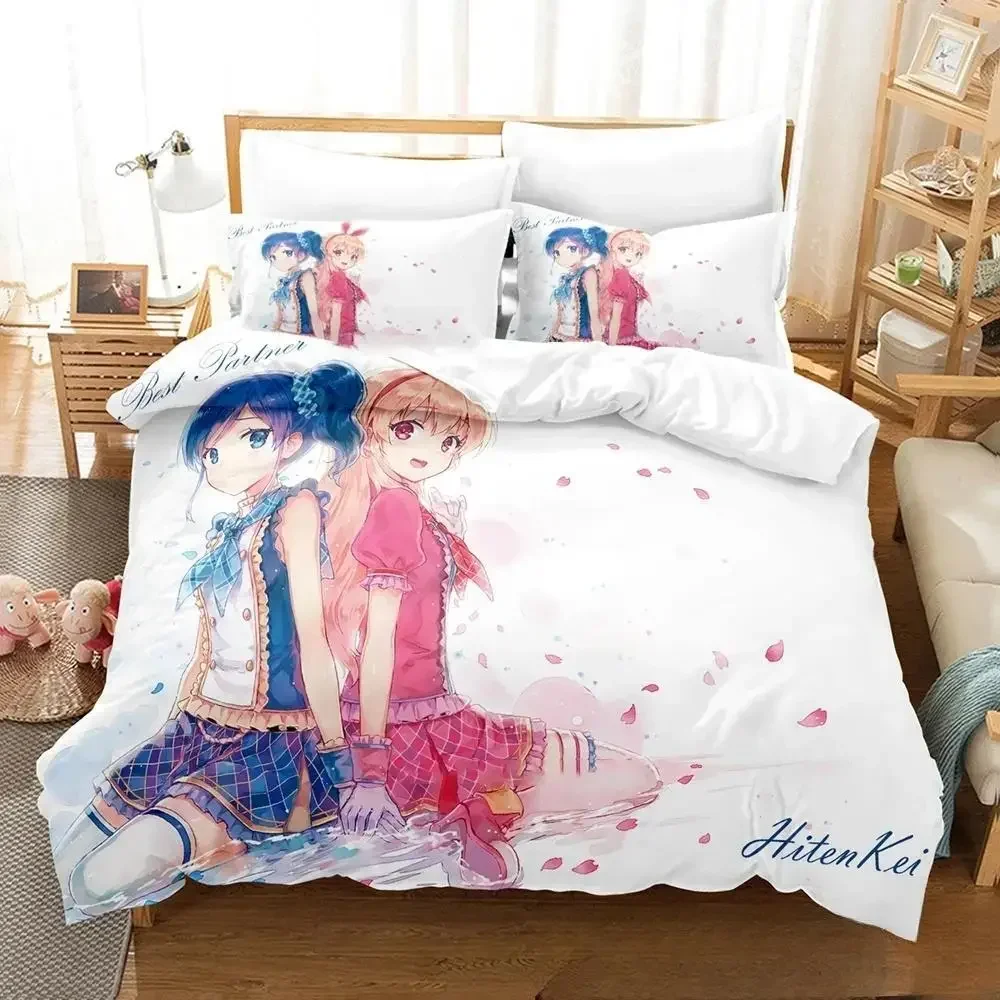 Фото Комплект постельного белья в стиле аниме Aikatsu с 3D принтом, пододеяльник, пододеяльник, наволочка, одеяло, королевский размер, комплект постельного белья для взрослых для мальчиков №3
