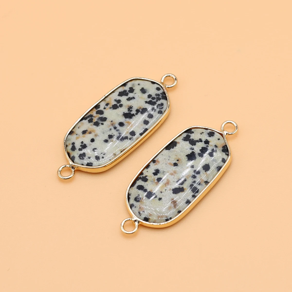 

New Products Natural Rectangular Semi-precious Stone Picture Stone Crystal Agate Connector DIY Necklace Bracelet Gift Jewelry